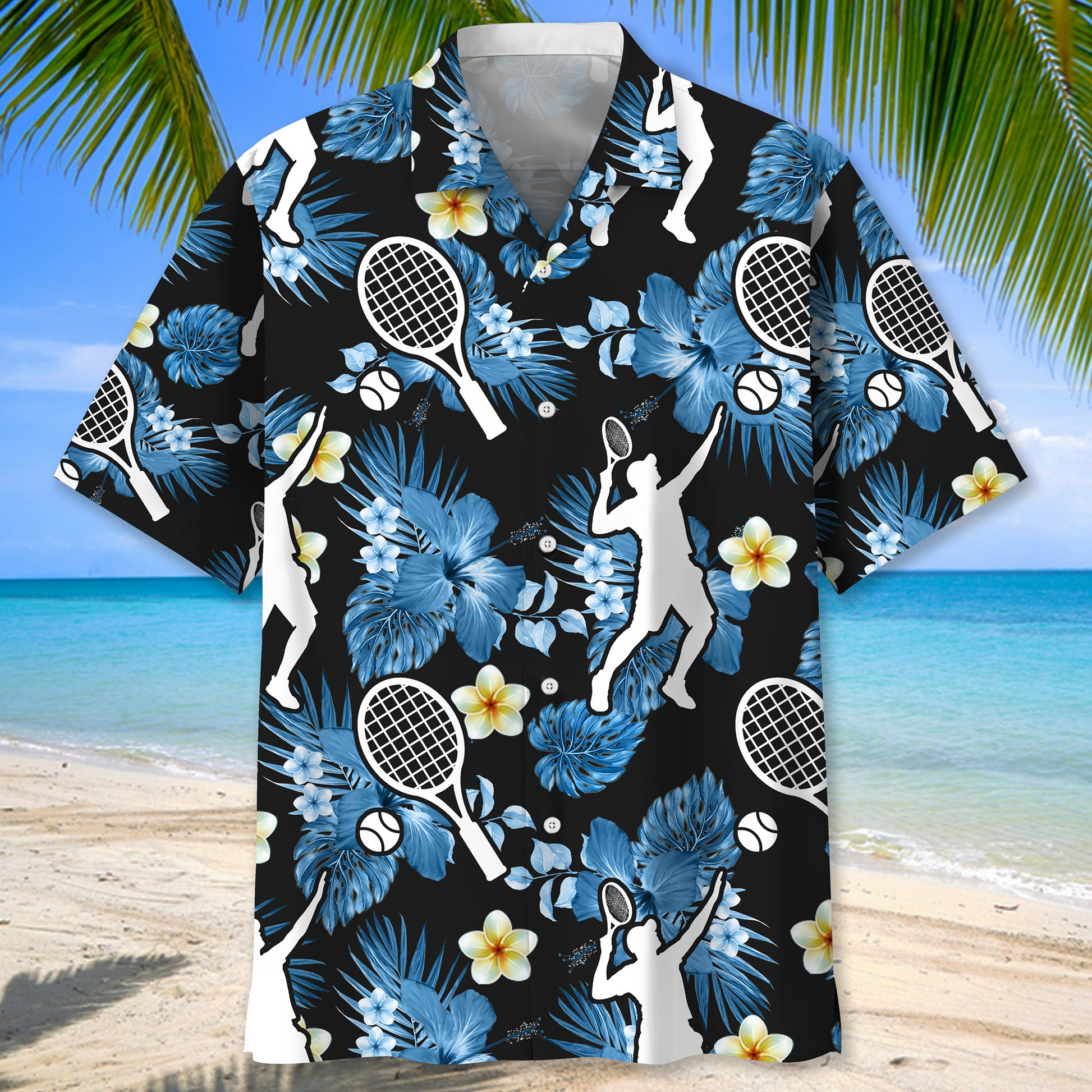 Tennis Nature Tropical Blue Hawaiian Shirt