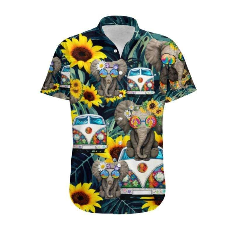 Wonderful Camping Elephant 3D Print Polyester Hawaiian Aloha Shirts Shirt