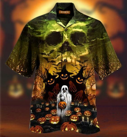 Halloween Ghost Just Want To Have Fun 3D Print Hawaiian Aloha Shirt