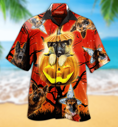 Hawaiian Aloha Shirts Cute German Shepherd Dog Halloween Shirt