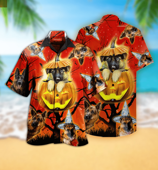 Hawaiian Aloha Shirts Cute German Shepherd Dog Halloween Shirt