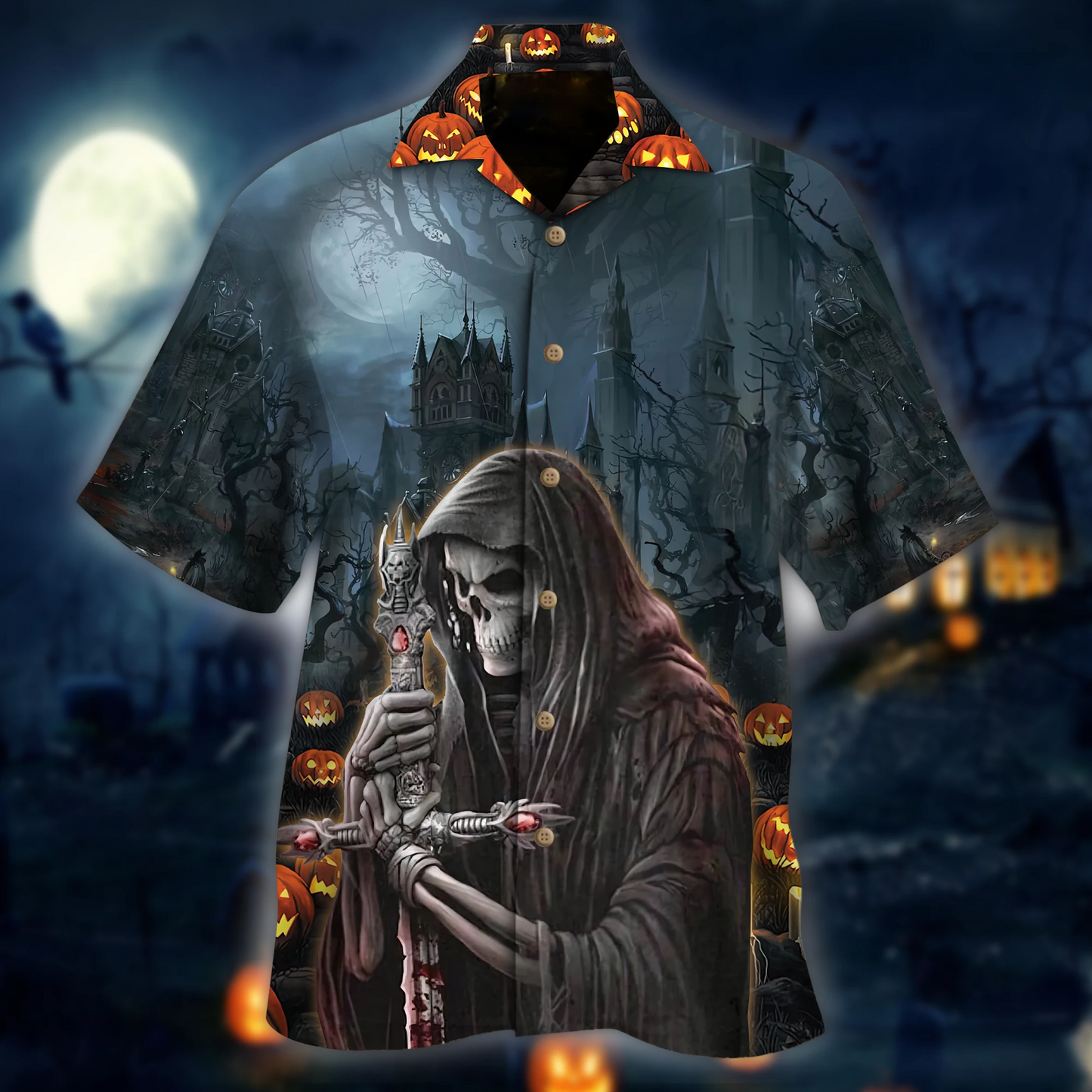 Skeleton Keep Divine Sword Halloween Hawaiian Shirt