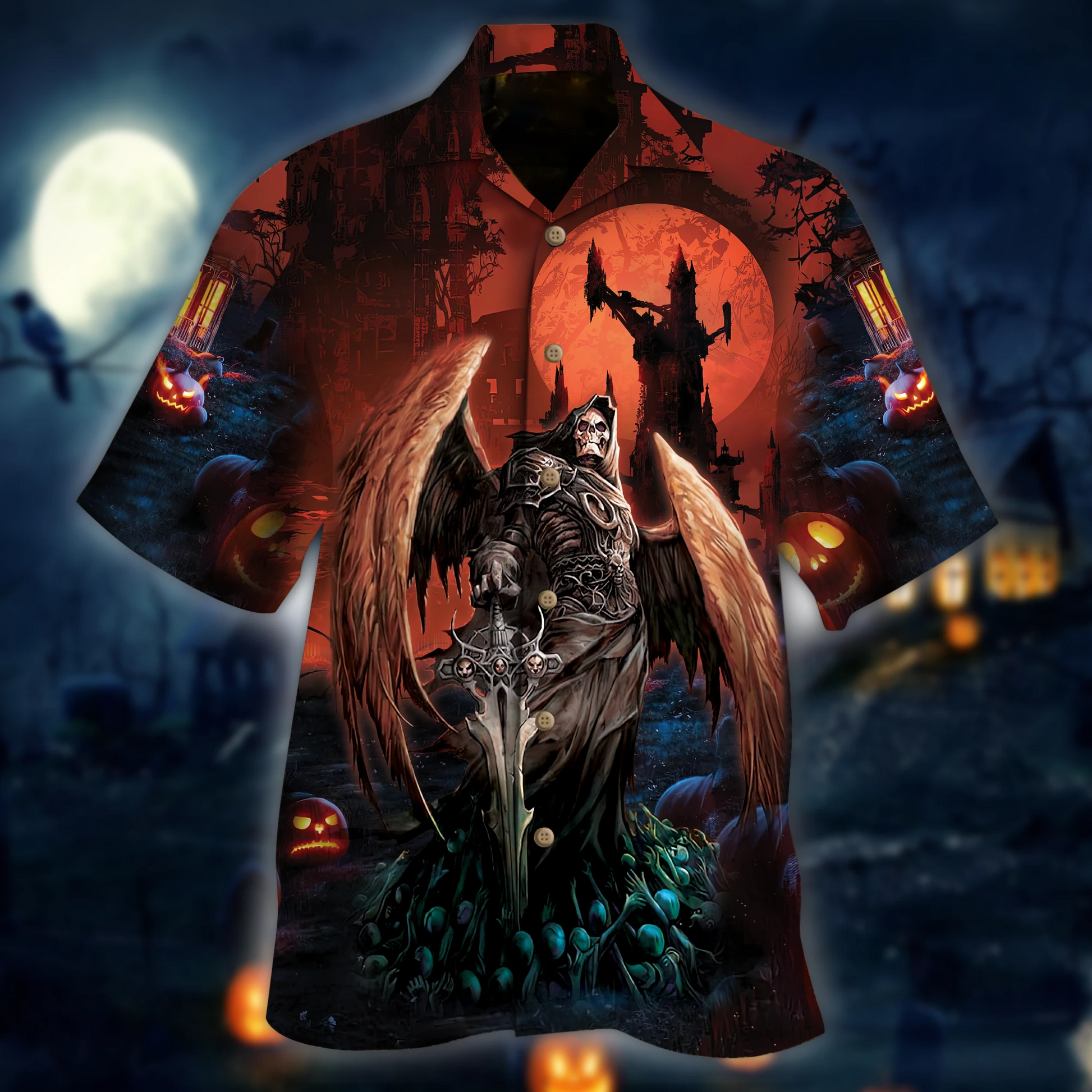 Wings of Grim Reaper Hawaiian Shirt