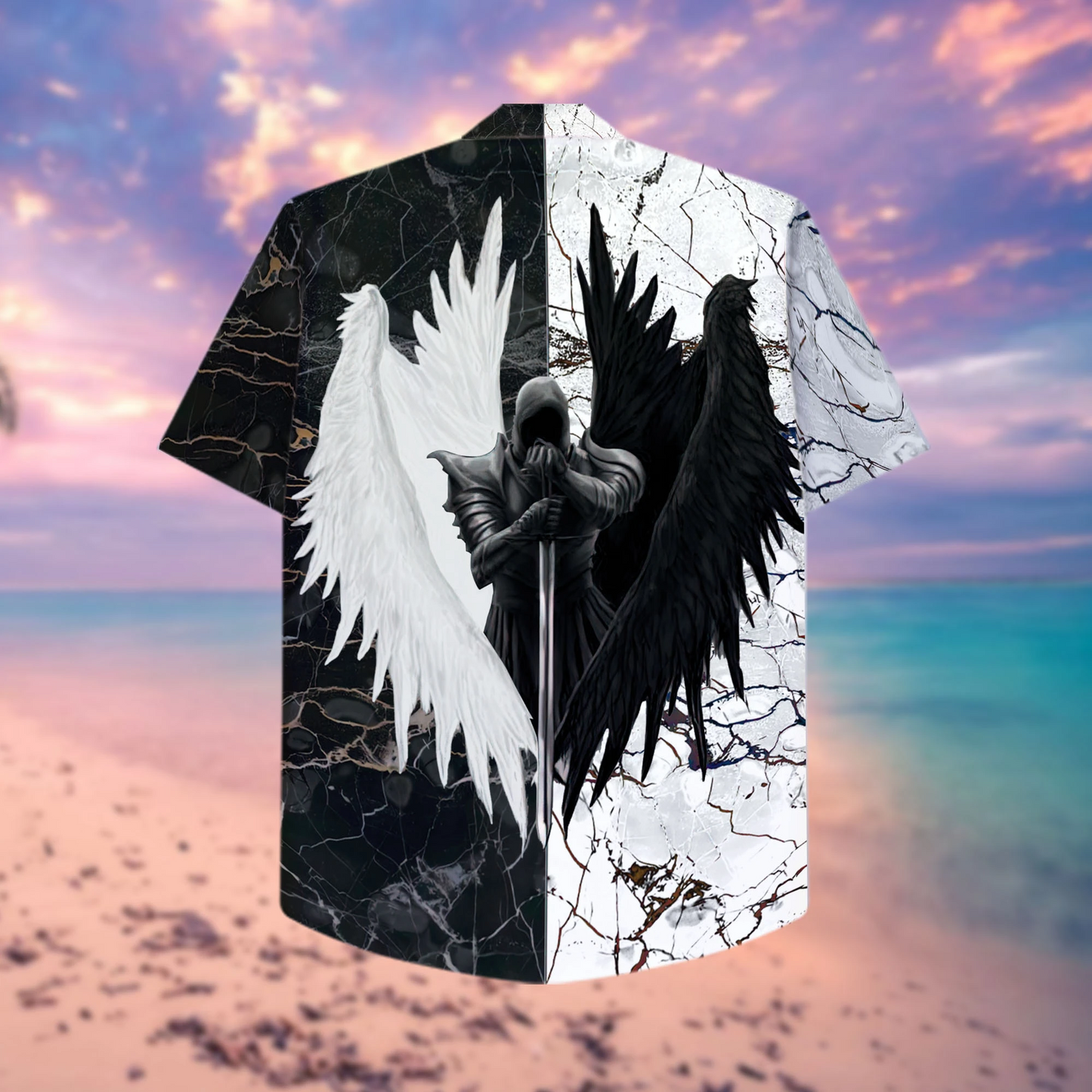 Black And White Wings Opposition Hawaiian Shirt