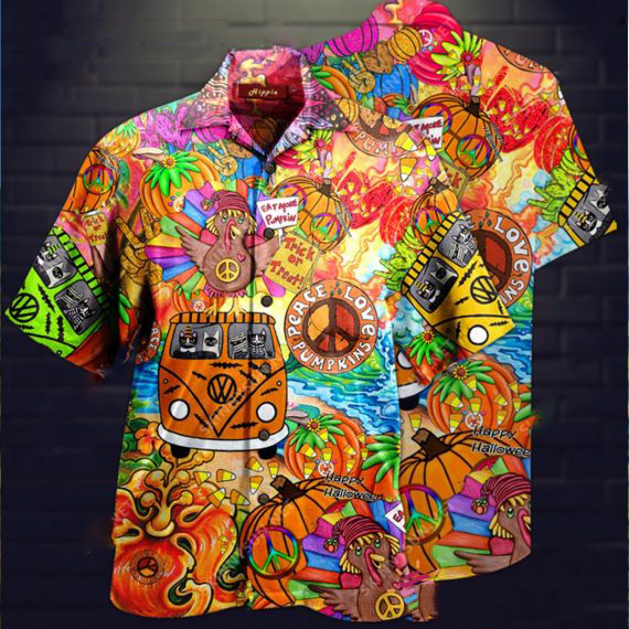 Hippie Halloween 3D Print Polyester Hawaii Shirt Hawaiian