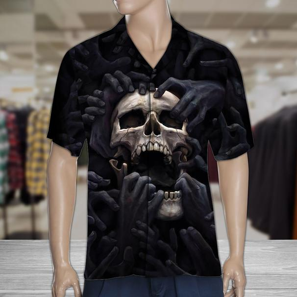 Amazing Skeleton Skull Tropical Polyester Hawaiian Shirt