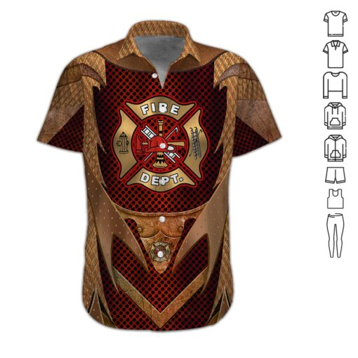 Yellow Copper Armor Firefighter Hawaiian Shirt | For Men & Women | Adult | HW2908