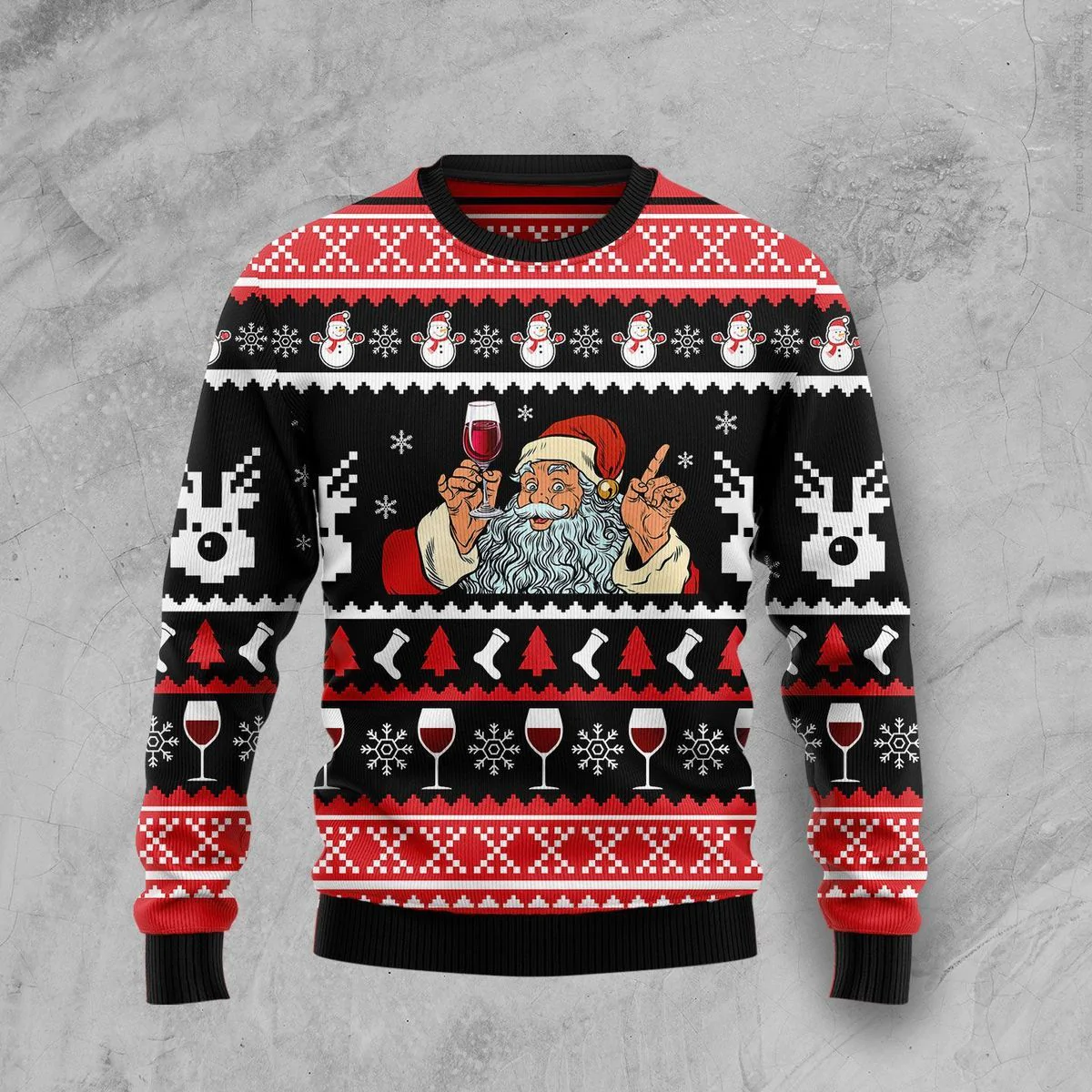 Santa Claus And Wine Ugly Christmas Sweater 