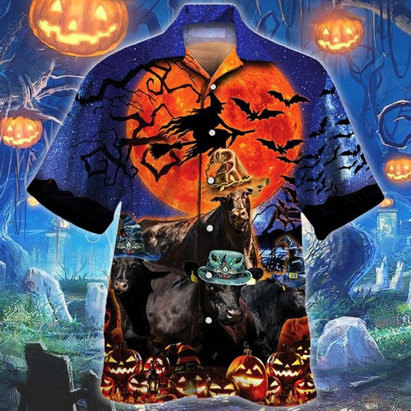 Scary Enough Halloween Cow Hawaiian Shirt | For Men & Women | Adult | HW9098