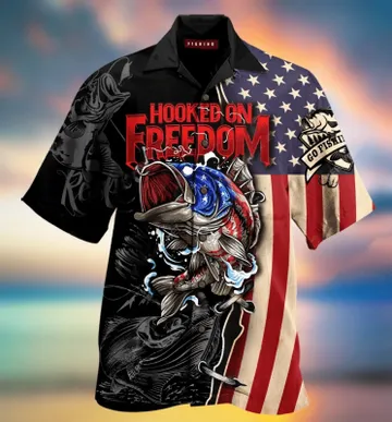 Independence Day Hawaii Shirt | Bass Fishing Proud American Fisherman Hooked On Freedom Us Flag