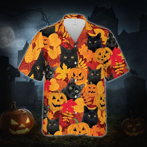 Black Cat Halloween Hawaiian Shirt | For Men & Women | Adult | HW9094