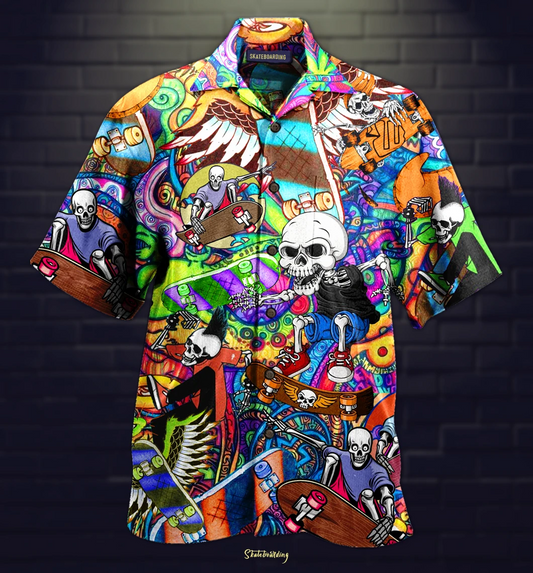 Skeleton Skating Halloween Hawaiian Shirt | For Men & Women | Adult | HW1690