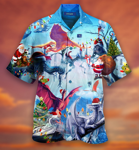 Happy Dragons On Christmas Hawaiian Shirt