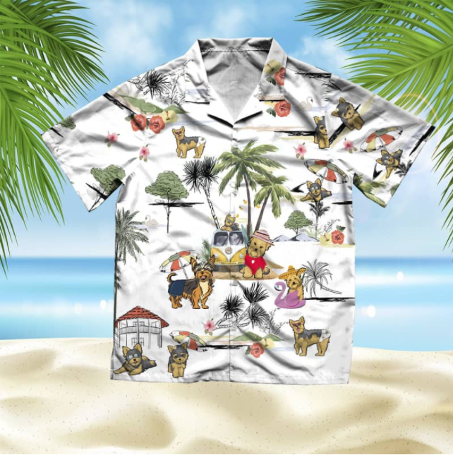 Yorkie Beach 3D All Over Printed Hawaii Shirt | Unique Hawaiian