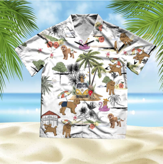 Labradoodle Beach 3D All Over Printed Hawaii Shirt | Unique Hawaiian