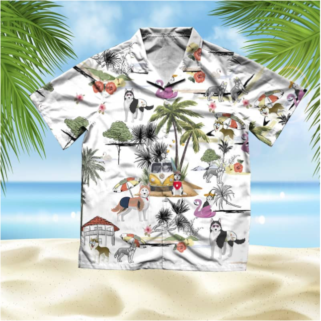 Husky Beach 3D All Over Printed Hawaii Shirt | Unique Hawaiian