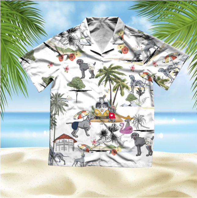 Weimaraner Beach 3D All Over Printed Hawaii Shirt | Unique Hawaiian