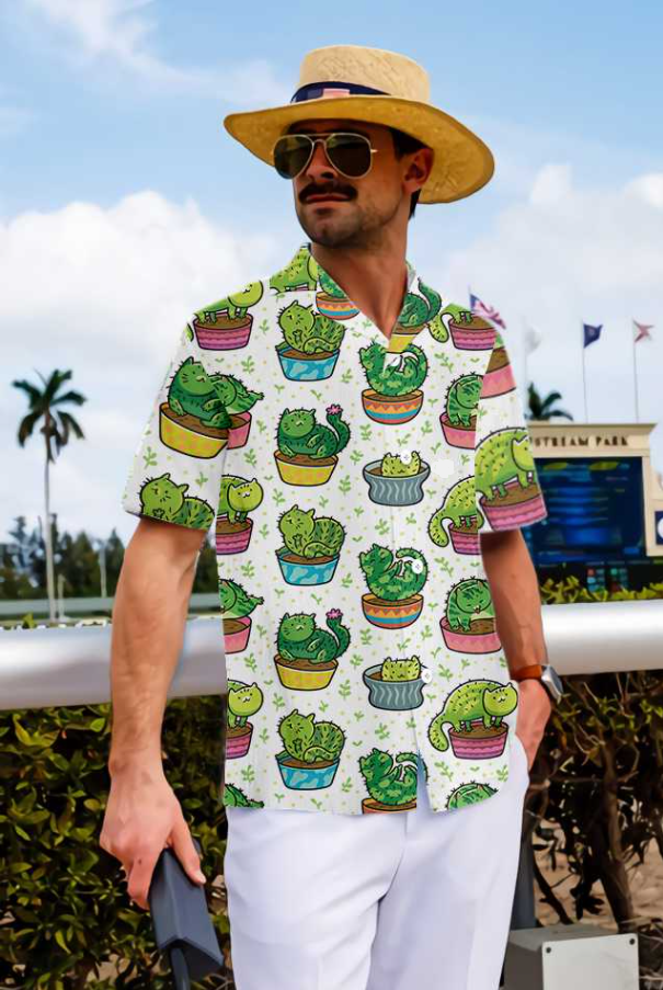 Cactus Cats 3D All Over Printed Hawaiian Shirt | Unique Beach