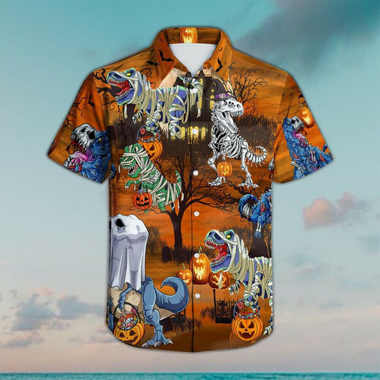 Scary Enough Dinosaur Halloween Hawaiian Shirt | For Men & Women | Adult | HW9090