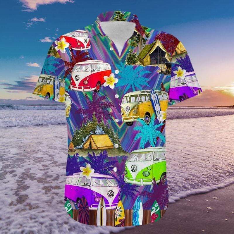 Amazing Camping Hippie Van Unisex Hawaiian Aloha Shirts #101020H