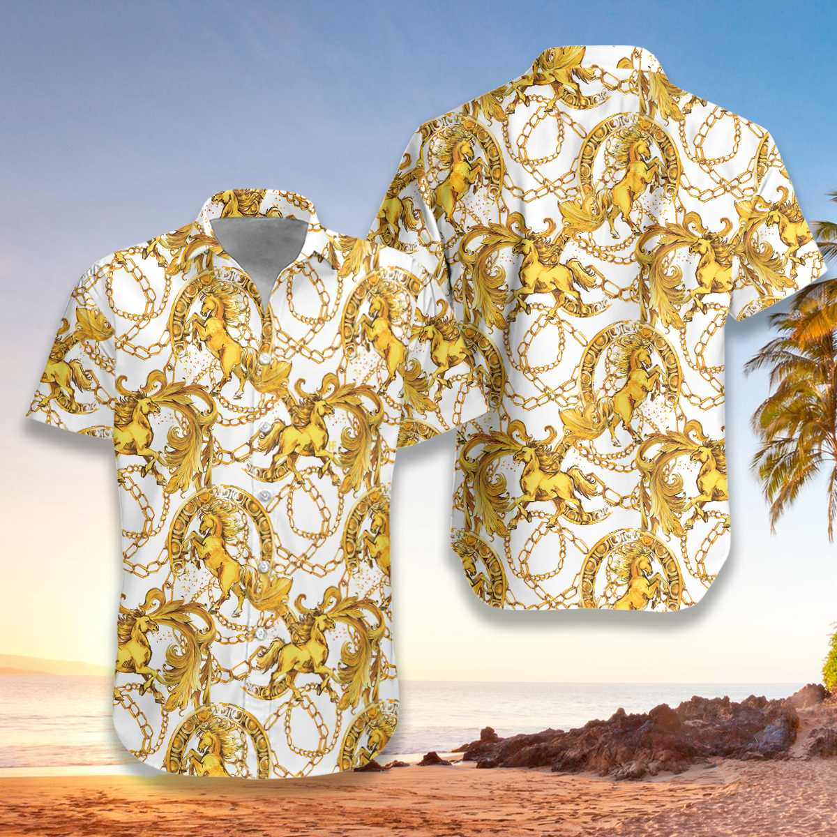 Luxury Golden Horse Hawaiian Shirt | For Men & Women | Adult | HW6903