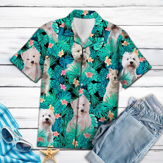 West Highland White Terrier Polyester Hawaiian Shirt