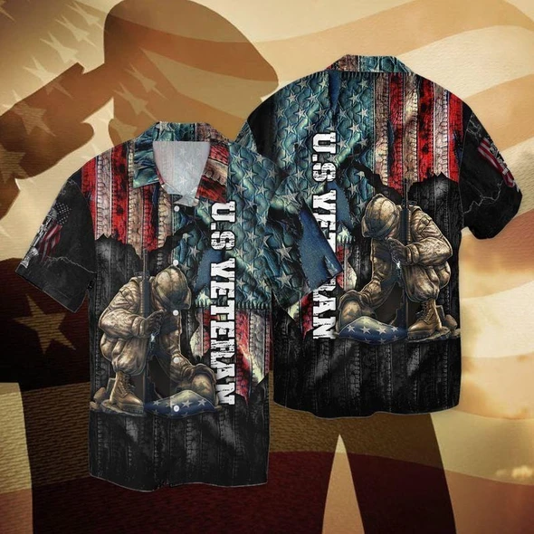 Independence Day Hawaii Shirt | Us Veteran Soldier American Flag color Hawaiian Aloha Shirt