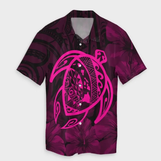 Map Turtle Kanaka Hibiscus Polynesian Hawaiian Shirt | For Men & Women | Adult | HW6805