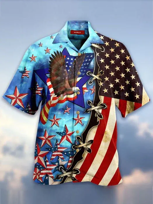 Eagle American Flag Hawaiian Shirt
