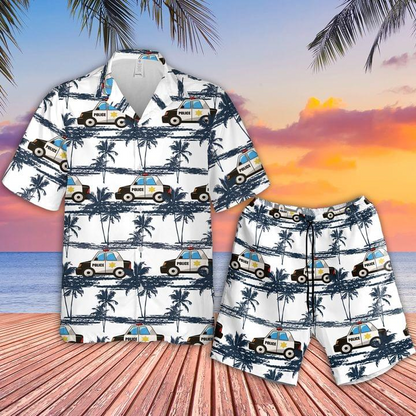 Police Car Hawaiian Shirt Set | Unisex | HS1009