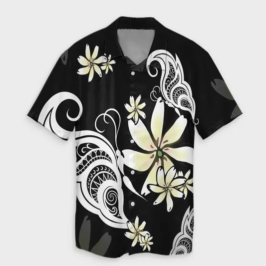 Butterfly Plumeria Polynesian Hawaiian Shirt | For Men & Women | Adult | HW6808