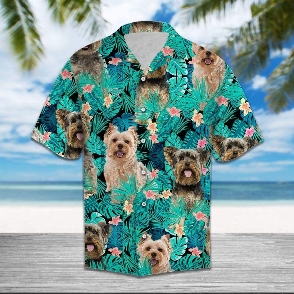 Yorkshire Terrier Tropical Polyester Hawaiian Shirt