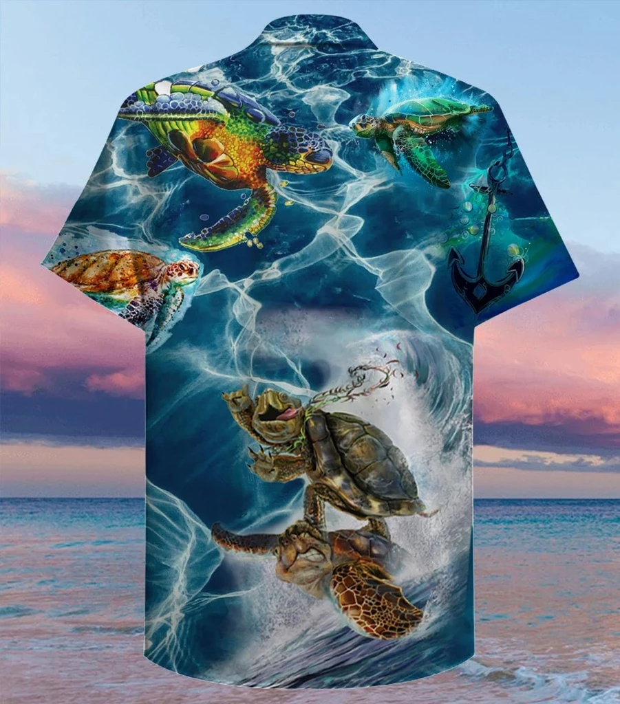 Sea Turtle Beach 3D Print Polyester Hawaiian Shirt