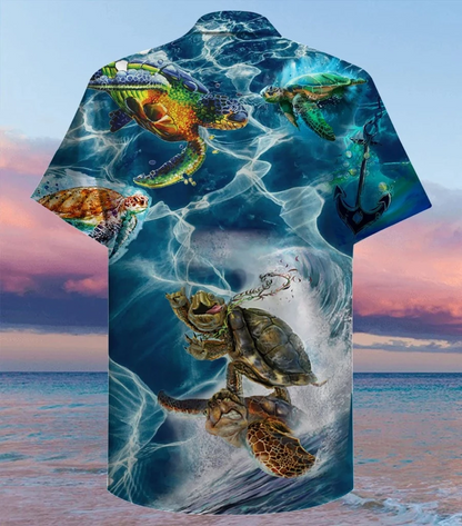 Sea Turtle Beach 3D Print Polyester Hawaiian Shirt