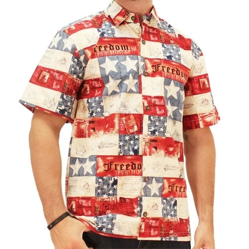 Happy Independence Day Hawaii Shirt | Men's Patriotic Hawaiian Shirt | Freedom US Flag Hawaii Shirt