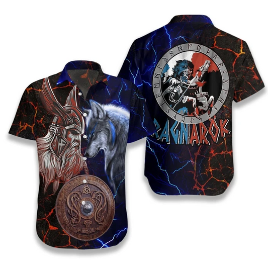 Wolf Viking Odin And Fenrir Battle Hawaiian Shirt | For Men & Women | Adult | HW2470