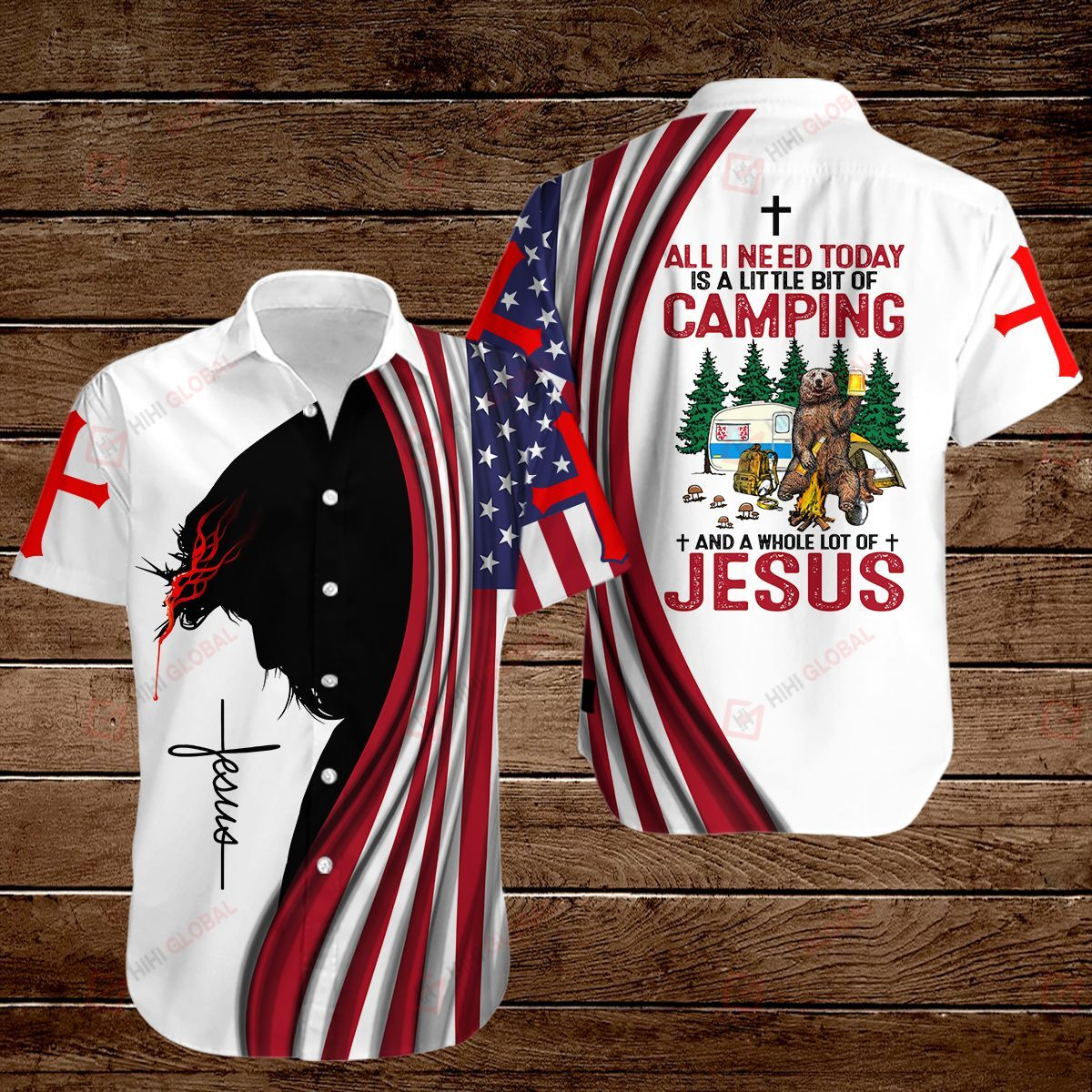 Jesus Camping Hawaiian Shirt | For Men & Women | Adult | HW1681