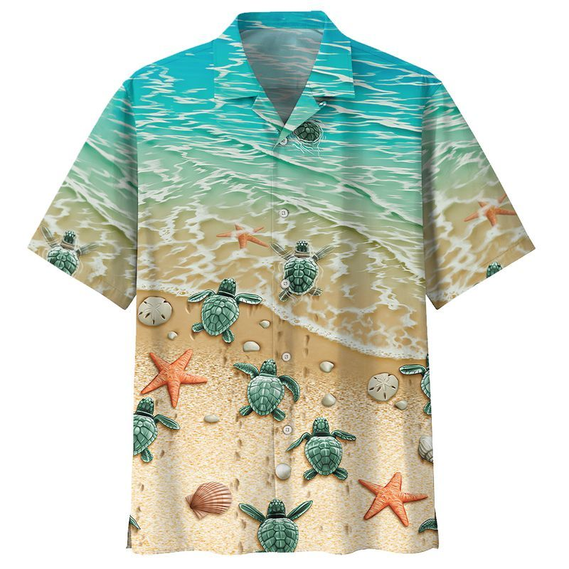 Demo Turtle Beach 3D Print Polyester Hawaiian Shirt