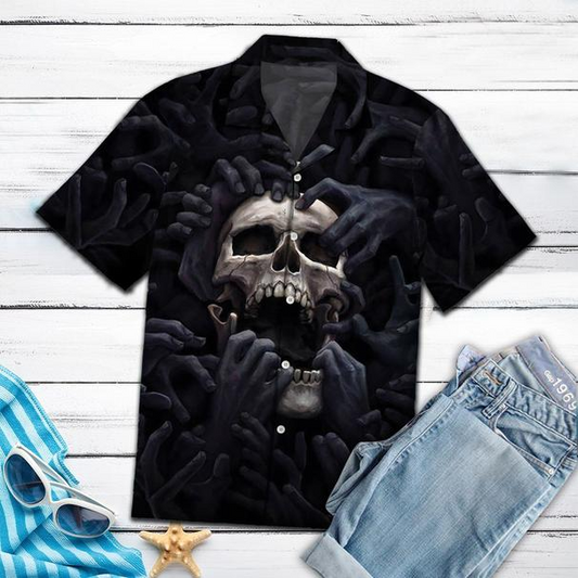 Amazing Skeleton Skull Tropical Polyester Hawaiian Shirt