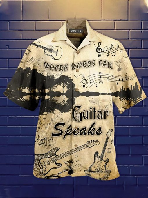 Where Words Fail Guitar Speaks Vintage Hawaiian Shirt | For Men & Women | Adult | HW3878