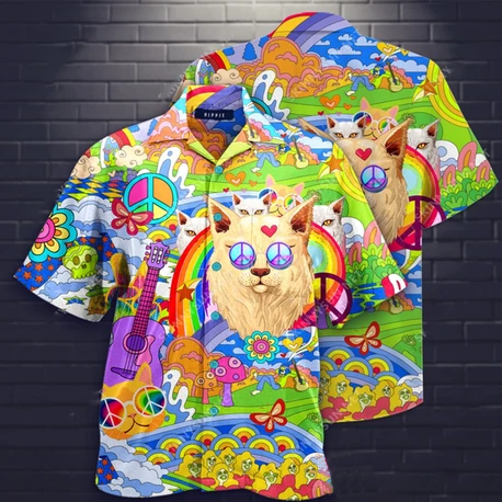 Amazing Hippie Cat Hawaiian Shirt | For Men & Women | Adult | HW4320