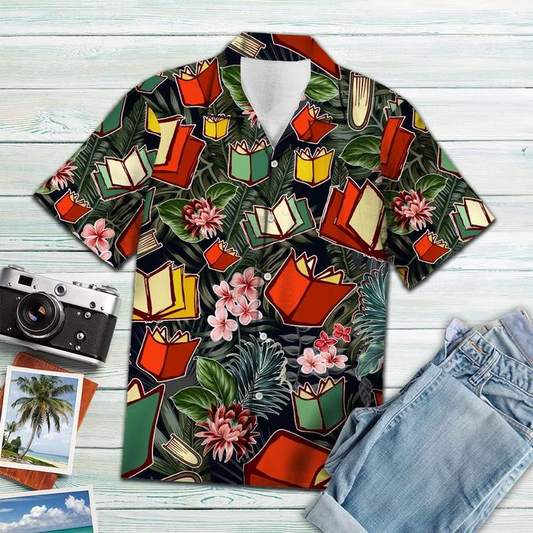 Reading Book Lover Tropical Polyester Hawaiian Shirt