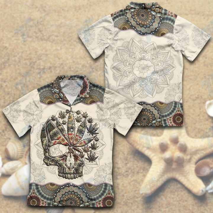 Weed Skull Mandala Pattern Hawaiian Shirt | Crazy Funny Vintage