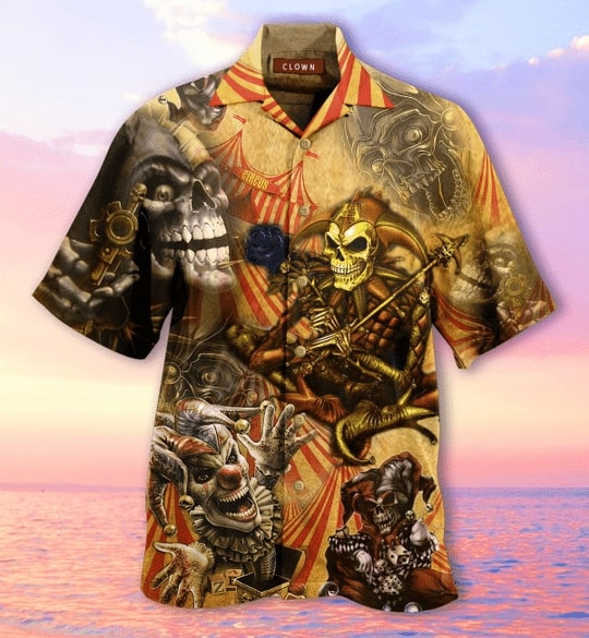 Blood A King In Heart Clown Skull Halloween Hawaiian Shirt | For Men & Women | Adult | HW3869