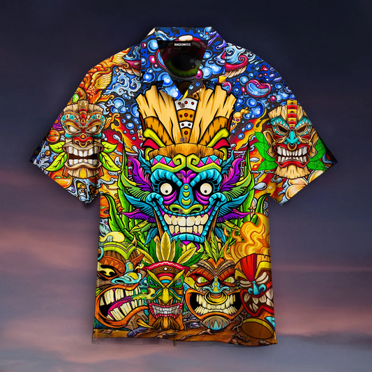 Aloha Tiki Tiki Awesome Colorful Hawaiian Shirts