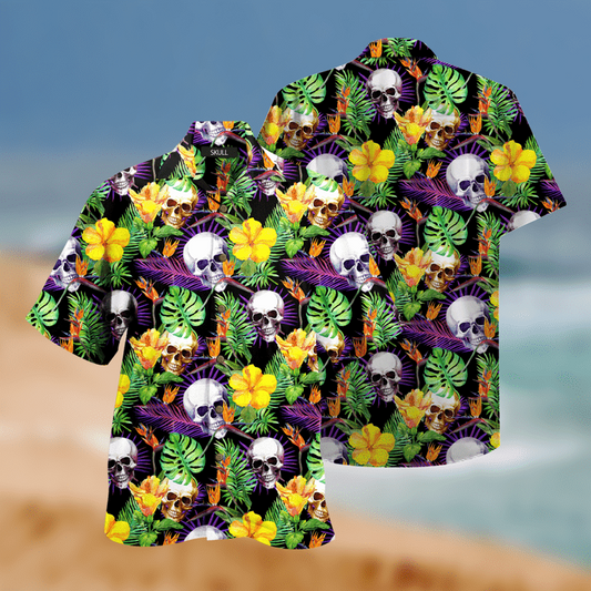 Amazing Skull Tropical 3D Print Hawaiian Aloha Shirts Shirt