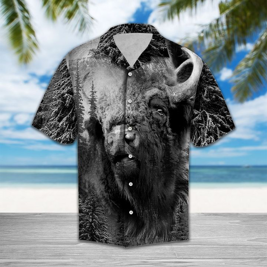 Wild Bison Grey Hawaiian Shirt | For Men & Women | Adult | HW5639