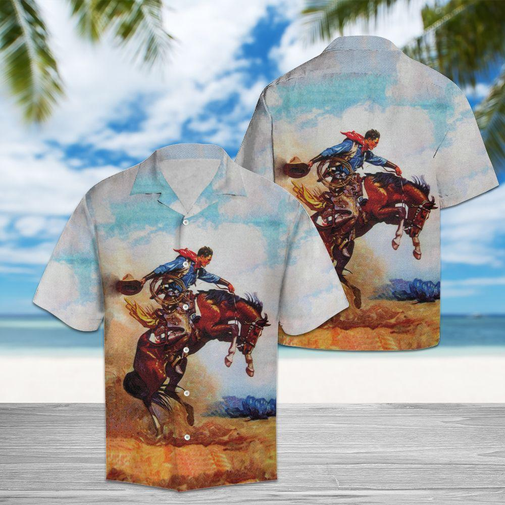 For Men And Women Cowboy Dancing With The Horse Hawaiian Shirt | Crazy Funny Western Vintage Print