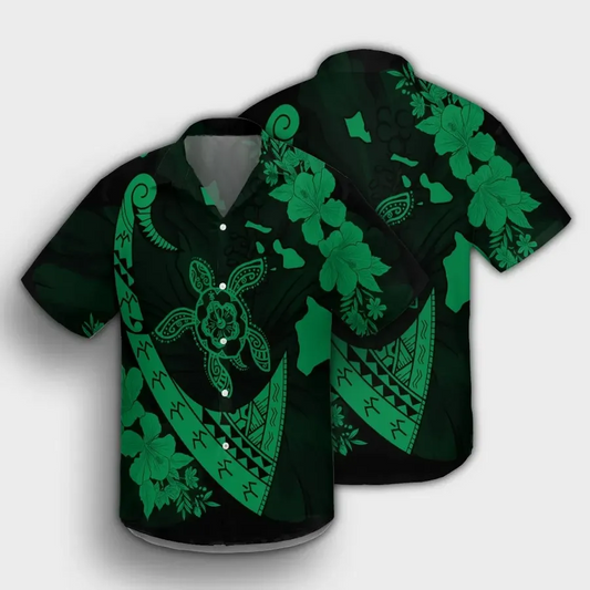 Map Hibiscus Turtle Fish Hook Polynesian Hawaiian Shirt | For Men & Women | Adult | HW6818