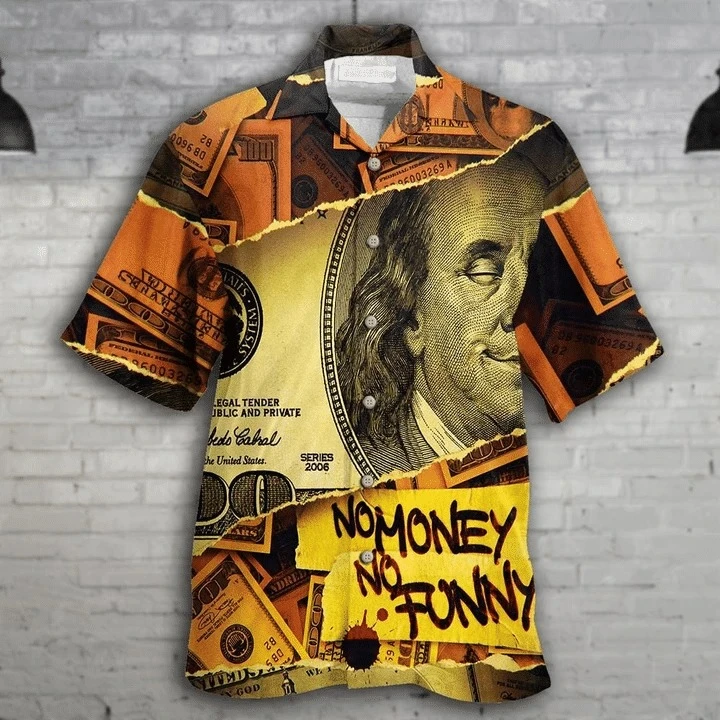 No Money Funny 3D Print Polyester Hawaiian Shirt